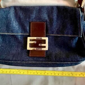 Fendi: Denim and Leather Fendi Baguette